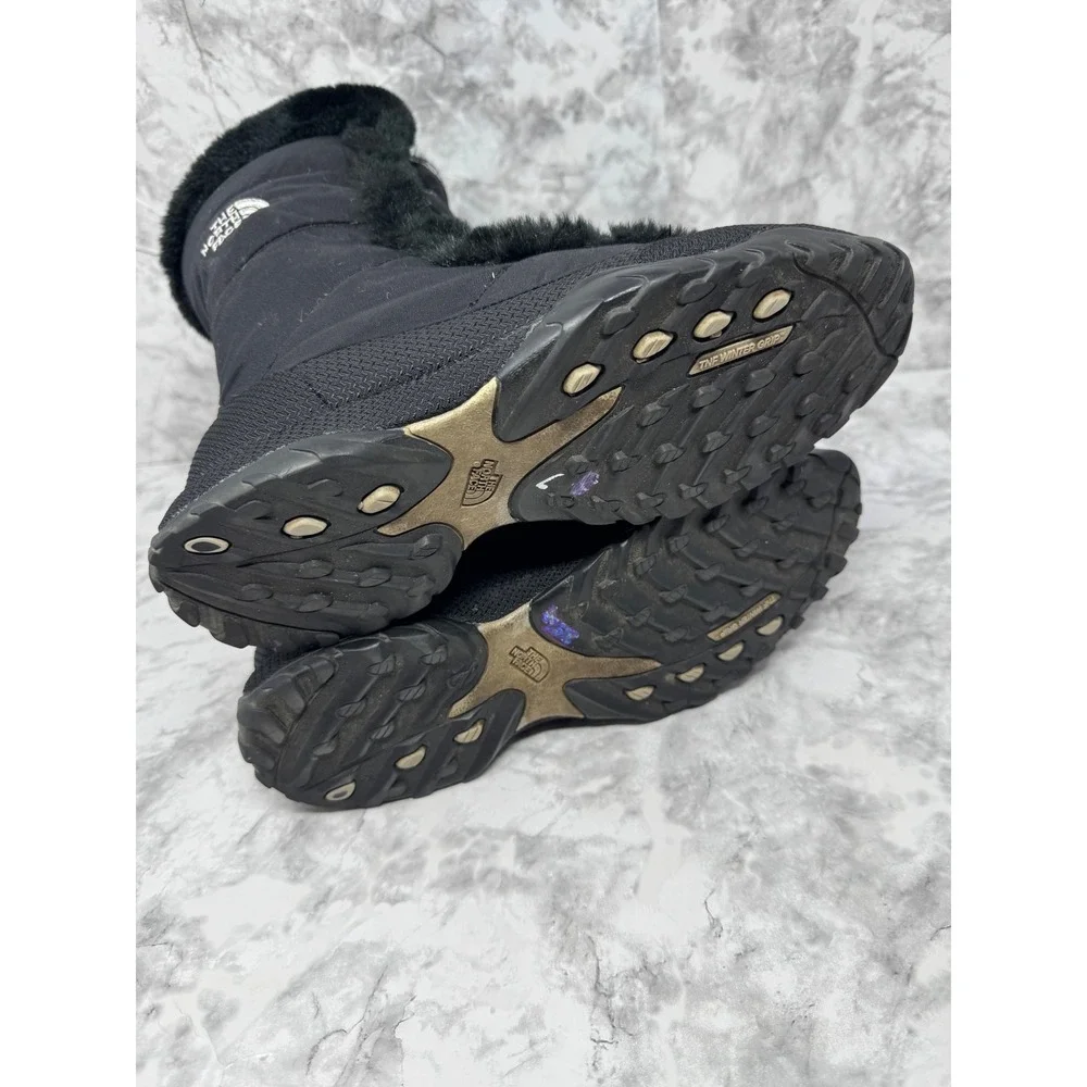 The North Face 🖤Nuptse Purna Black Faux‎ Fur Winter Snow Boots Womens 8